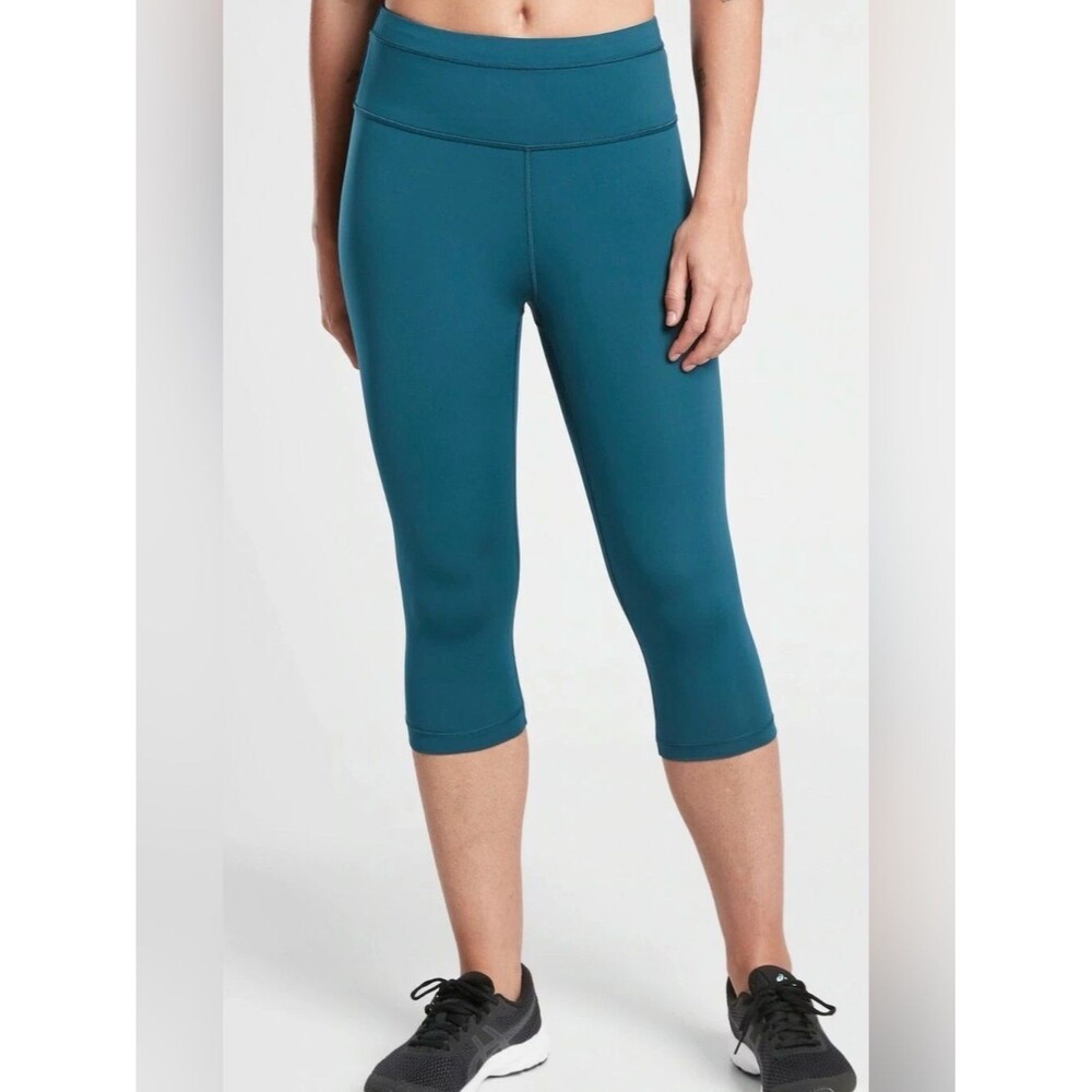 Athleta Accelerate Crop Legging Capri XL Oceanic Blue Teal Workout Athleisure